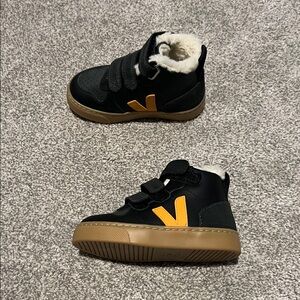 Veja Kids Black and Orange Sneakers